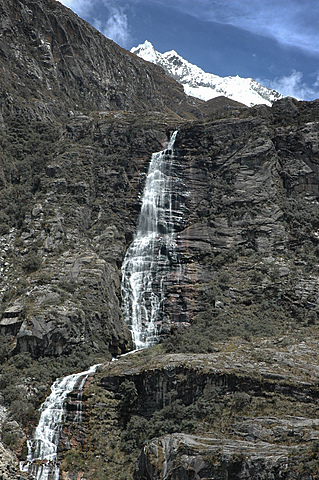 Waterfall, en route to Lago 69, Cordillera Blanca, Peru